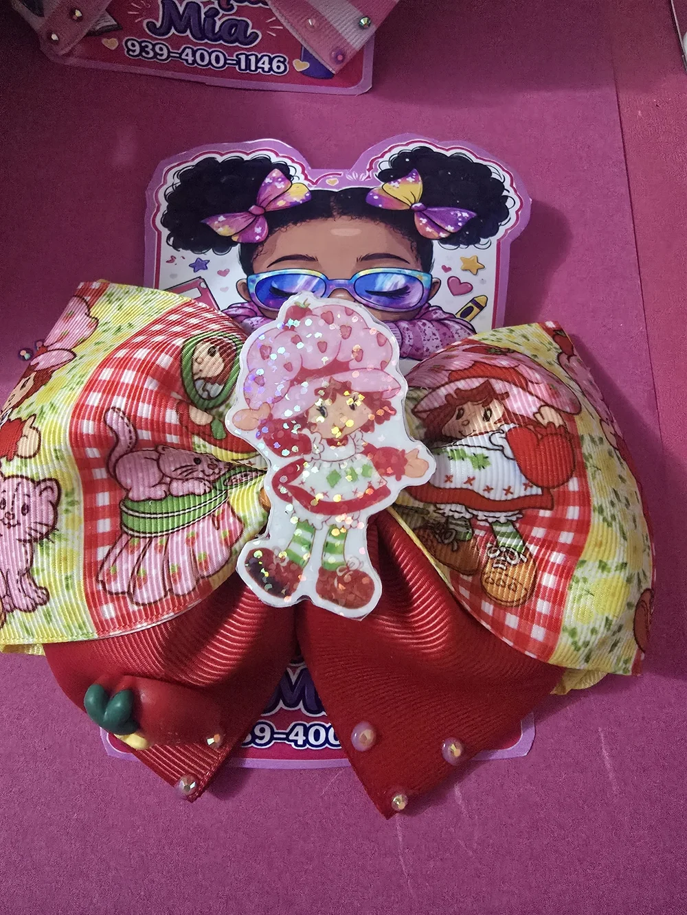 Kids Strawberry-themed Hair Bow Clip - Pink, Red, Yellow Handmade